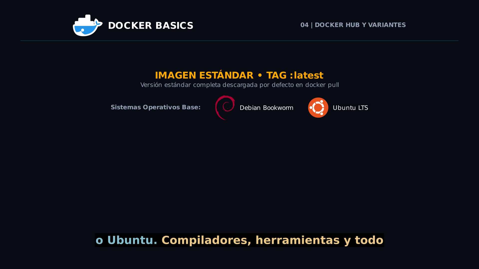 Variantes de tags completas: Debian, Ubuntu y latest
