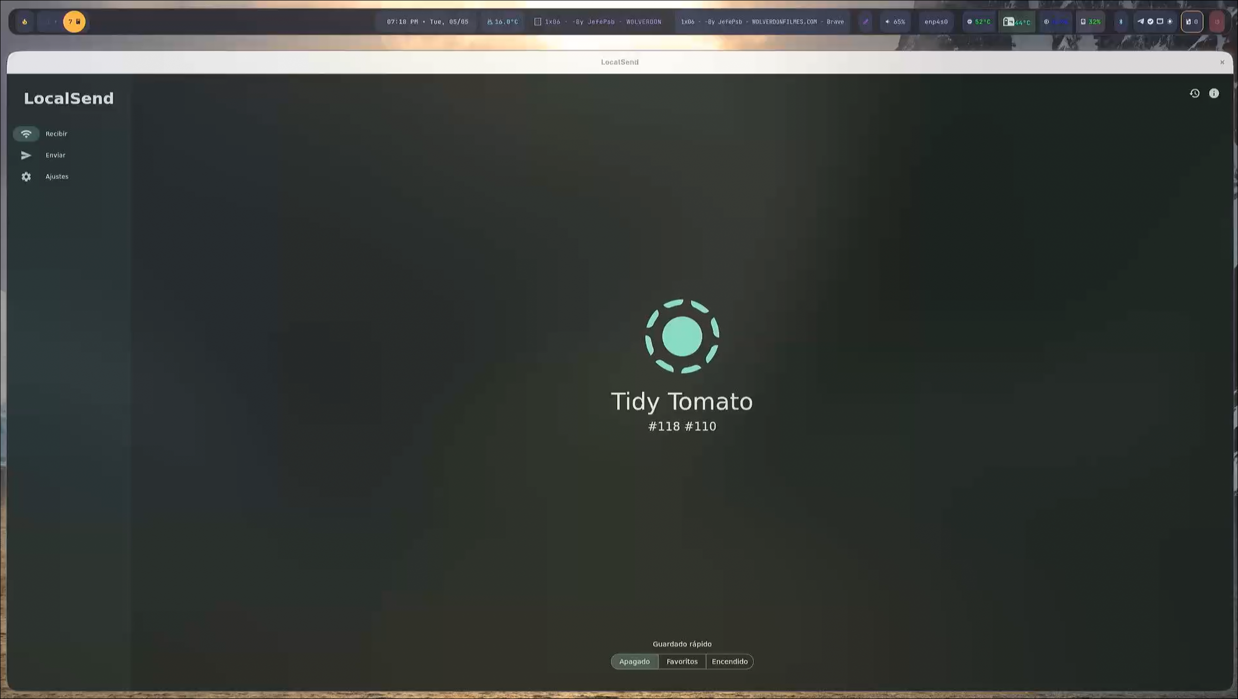 Pantalla principal de LocalSend