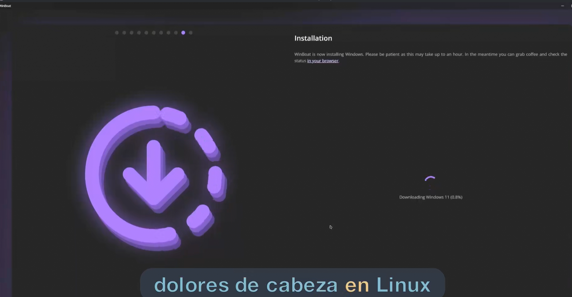 Pantalla de instalación de Winboat